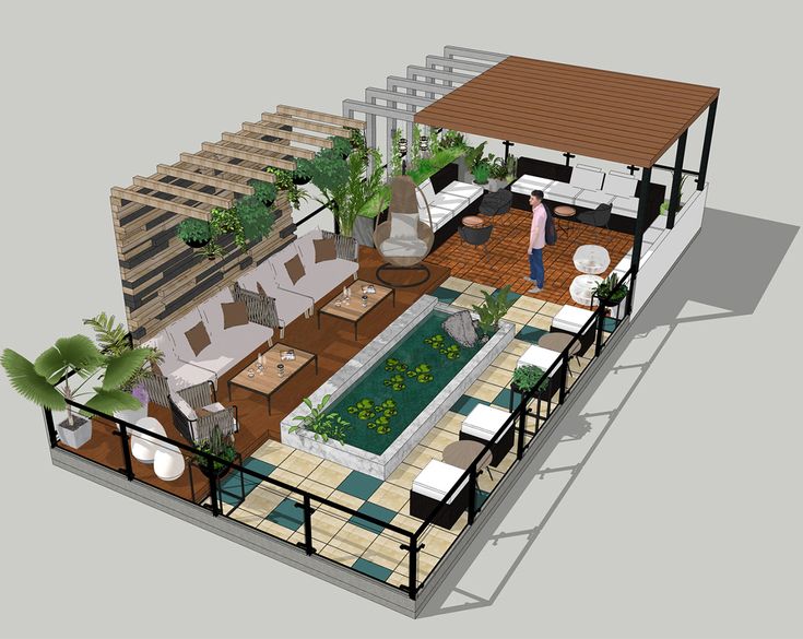 Raw SketchUp — Rooftop dusk render
